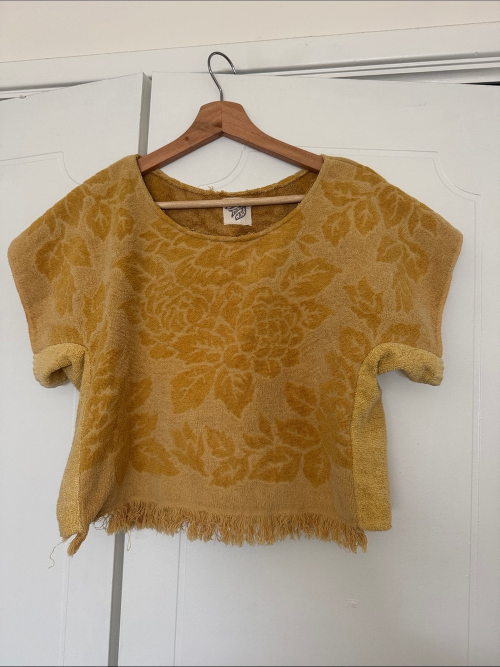 Mustard Floral Short-Sleeve Terry Top